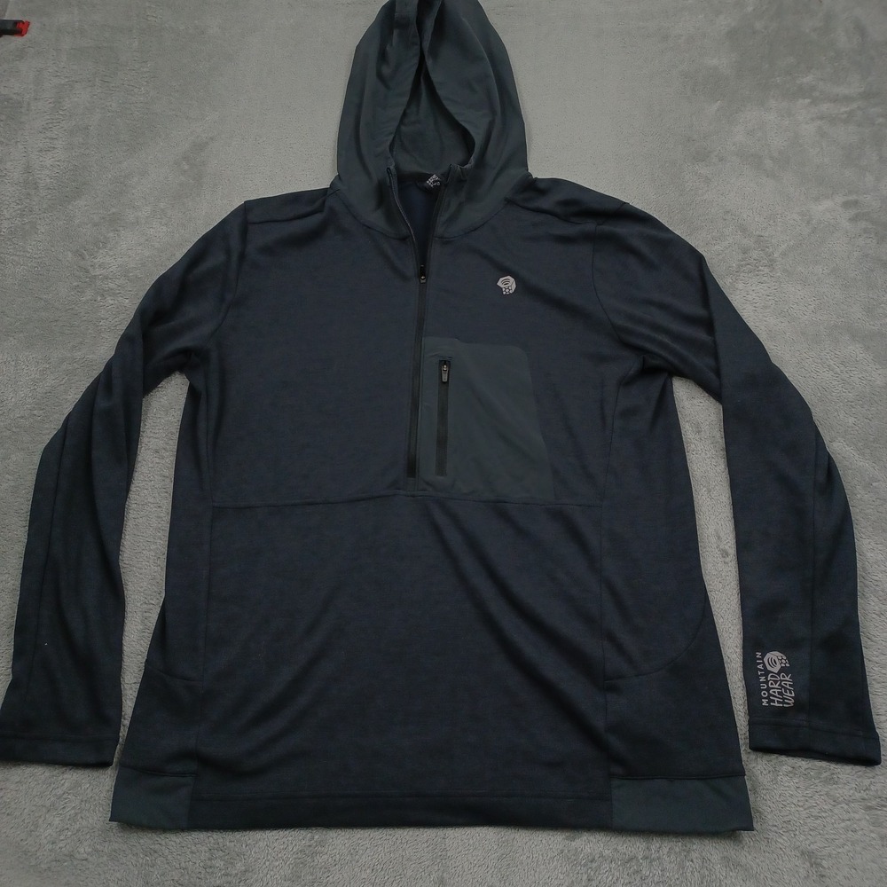 Mountain Hardwear Sweater Mens Large Gray 1/2 Zip Hoodie Pullover Outdoor